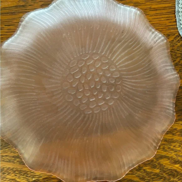 Pink vintage Laslo for Mikasa ruffled edge glass plate - Picture 4 of 8